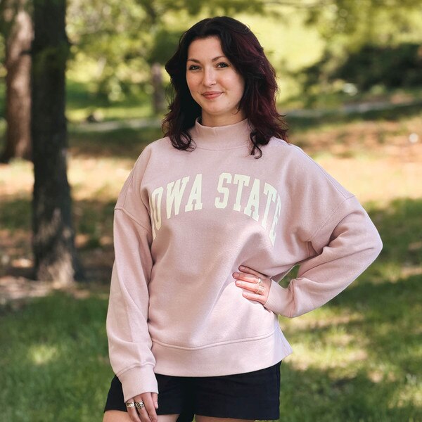League Women's Iowa State Dusty Pink Mock Neck Crew Sweatshirt